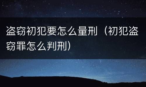 盗窃初犯要怎么量刑（初犯盗窃罪怎么判刑）
