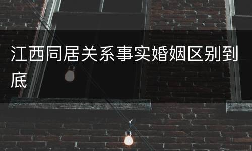 江西同居关系事实婚姻区别到底