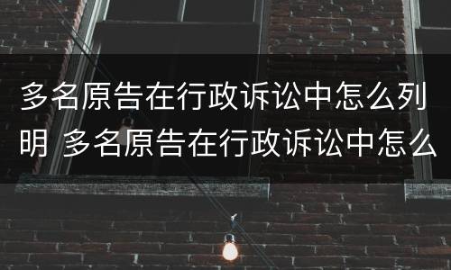 多名原告在行政诉讼中怎么列明 多名原告在行政诉讼中怎么列明诉讼时效