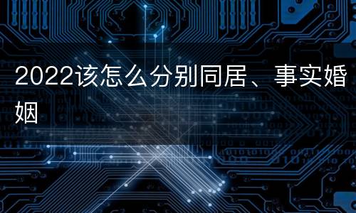 2022该怎么分别同居、事实婚姻