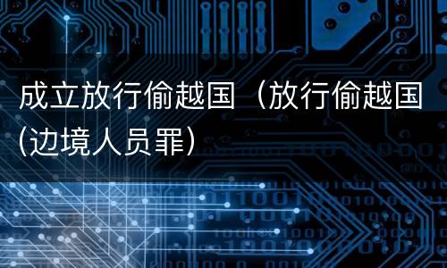 成立放行偷越国（放行偷越国(边境人员罪）