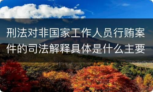 刑法对非国家工作人员行贿案件的司法解释具体是什么主要内容