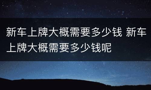 新车上牌大概需要多少钱 新车上牌大概需要多少钱呢