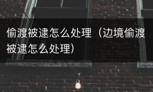 偷渡被逮怎么处理（边境偷渡被逮怎么处理）