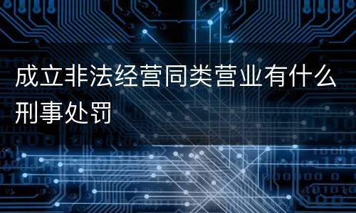 成立非法经营同类营业有什么刑事处罚