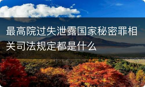最高院过失泄露国家秘密罪相关司法规定都是什么