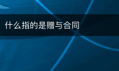 什么指的是赠与合同