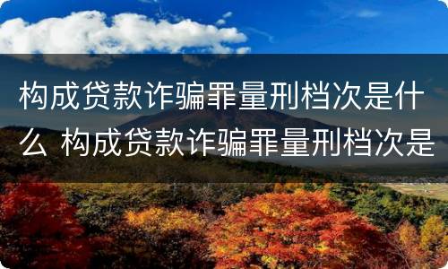 构成贷款诈骗罪量刑档次是什么 构成贷款诈骗罪量刑档次是什么标准
