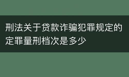 刑法关于贷款诈骗犯罪规定的定罪量刑档次是多少