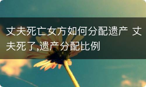丈夫死亡女方如何分配遗产 丈夫死了,遗产分配比例
