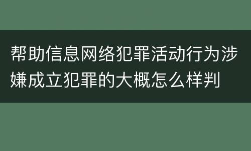 帮助信息网络犯罪活动行为涉嫌成立犯罪的大概怎么样判