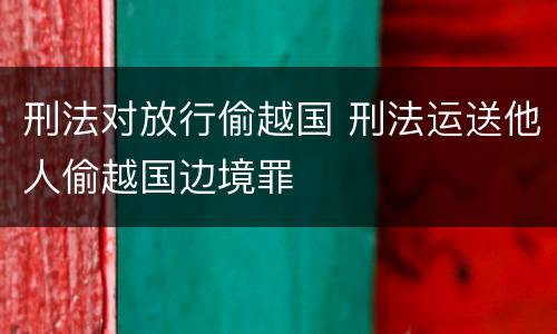 刑法对放行偷越国 刑法运送他人偷越国边境罪