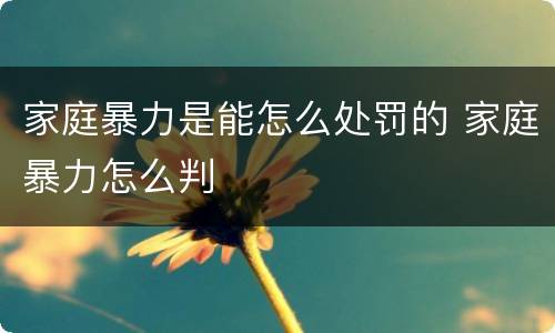 家庭暴力是能怎么处罚的 家庭暴力怎么判