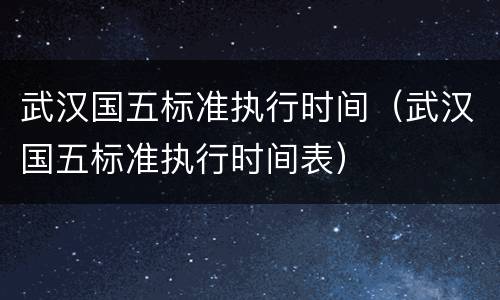 武汉国五标准执行时间（武汉国五标准执行时间表）