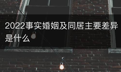2022事实婚姻及同居主要差异是什么