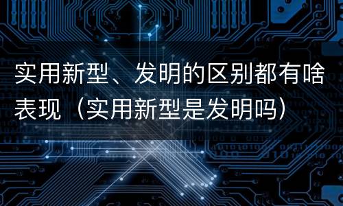 实用新型、发明的区别都有啥表现（实用新型是发明吗）