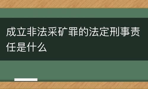 成立非法采矿罪的法定刑事责任是什么