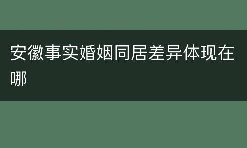 安徽事实婚姻同居差异体现在哪