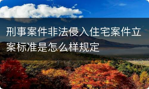 刑事案件非法侵入住宅案件立案标准是怎么样规定