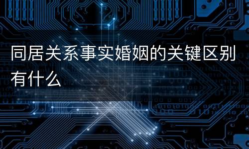 同居关系事实婚姻的关键区别有什么