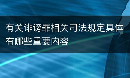 有关诽谤罪相关司法规定具体有哪些重要内容