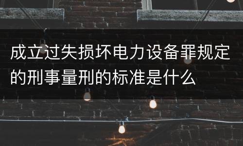 成立过失损坏电力设备罪规定的刑事量刑的标准是什么