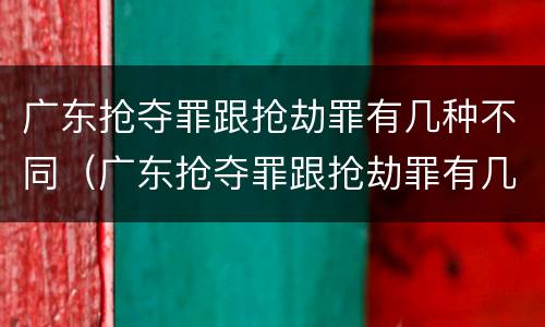 广东抢夺罪跟抢劫罪有几种不同（广东抢夺罪跟抢劫罪有几种不同处）