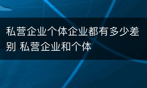 私营企业个体企业都有多少差别 私营企业和个体