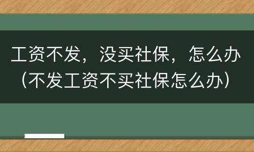工资不发，没买社保，怎么办（不发工资不买社保怎么办）