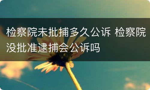 检察院未批捕多久公诉 检察院没批准逮捕会公诉吗