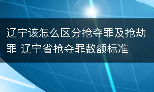 辽宁该怎么区分抢夺罪及抢劫罪 辽宁省抢夺罪数额标准