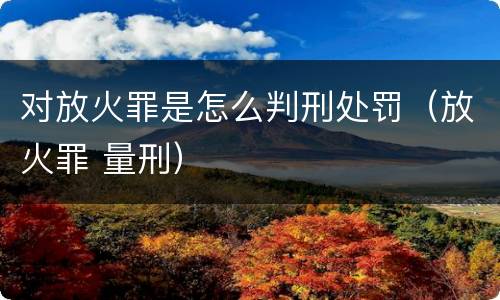 对放火罪是怎么判刑处罚（放火罪 量刑）