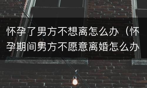 怀孕了男方不想离怎么办（怀孕期间男方不愿意离婚怎么办）