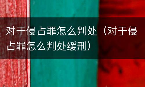 对于侵占罪怎么判处（对于侵占罪怎么判处缓刑）