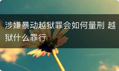 涉嫌暴动越狱罪会如何量刑 越狱什么罪行