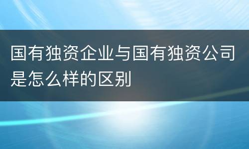 国有独资企业与国有独资公司是怎么样的区别