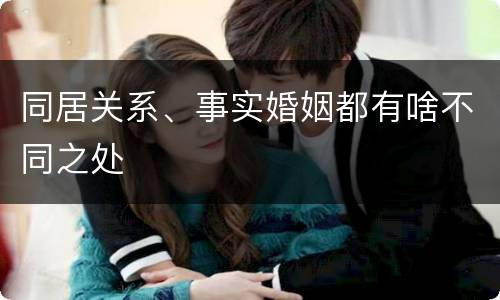 同居关系、事实婚姻都有啥不同之处