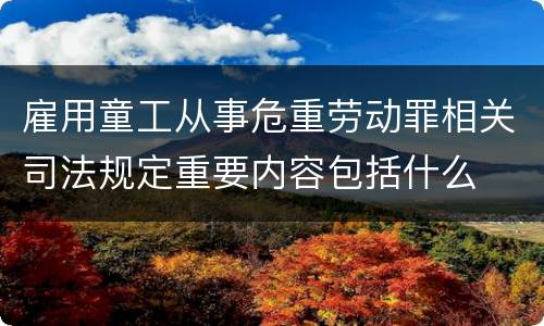 雇用童工从事危重劳动罪相关司法规定重要内容包括什么