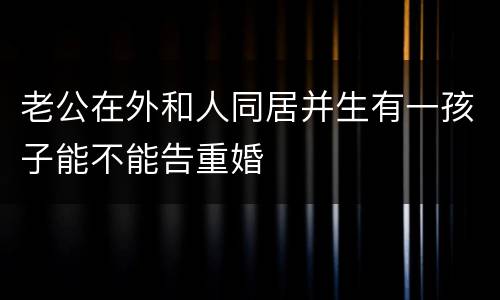 老公在外和人同居并生有一孩子能不能告重婚