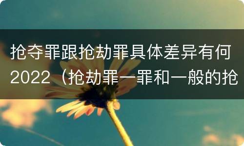 抢夺罪跟抢劫罪具体差异有何2022（抢劫罪一罪和一般的抢劫罪）