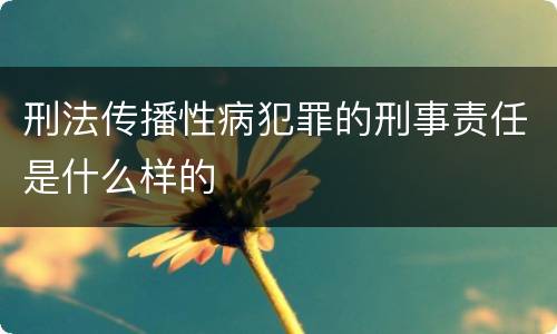 刑法传播性病犯罪的刑事责任是什么样的