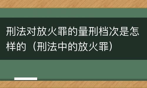 刑法对放火罪的量刑档次是怎样的（刑法中的放火罪）