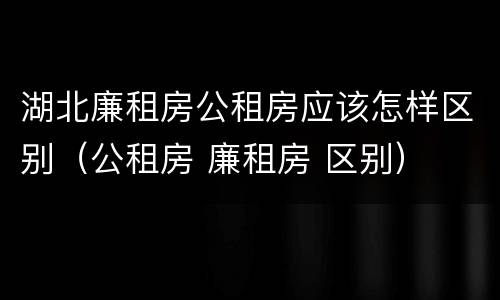 湖北廉租房公租房应该怎样区别（公租房 廉租房 区别）