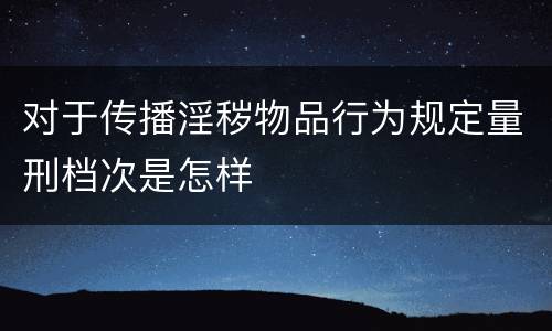 对于传播淫秽物品行为规定量刑档次是怎样