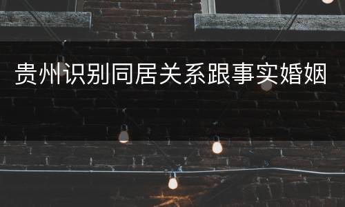 贵州识别同居关系跟事实婚姻