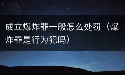 成立爆炸罪一般怎么处罚（爆炸罪是行为犯吗）