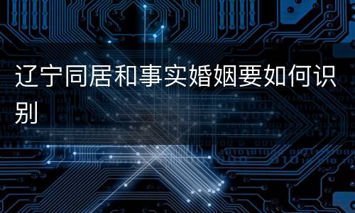 辽宁同居和事实婚姻要如何识别