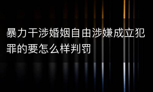 暴力干涉婚姻自由涉嫌成立犯罪的要怎么样判罚