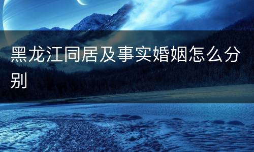 黑龙江同居及事实婚姻怎么分别
