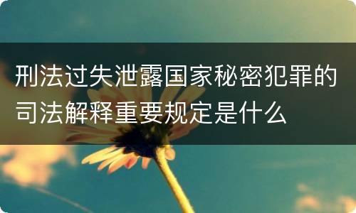 刑法过失泄露国家秘密犯罪的司法解释重要规定是什么